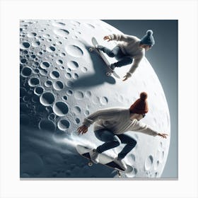 Moon skateboarders 1 Canvas Print