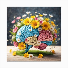 Brain With Flowers Canvas Print