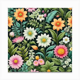 Floral Seamless Pattern 19 Canvas Print