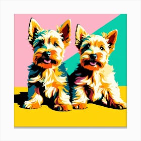 Scottish Terrier Pups, This Contemporary art brings POP Art and Flat Vector Art Together, Colorful Art, Animal Art, Home Decor, Kids Room Decor, Puppy Bank - 137th Canvas Print