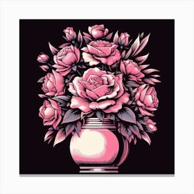 Pink Roses In A Vase 5 Canvas Print