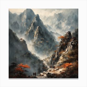 Chinese Mountains Landscape Painting (132) Canvas Print