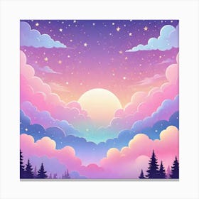 Sky With Twinkling Stars In Pastel Colors Square Composition 8 Canvas Print