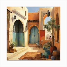 Mediterranean Courtyard art print Canvas Print