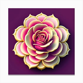 3d Rose Flower On Purple Background Canvas Print