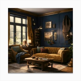 Blue Living Room 5 Canvas Print