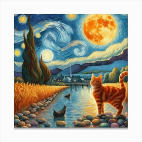 Starry Night Cat 4 Canvas Print