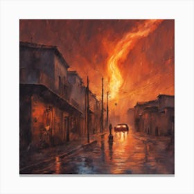 Fire In The Street Canvas Print