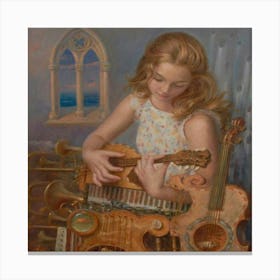 Girl Playing Music 1 Canvas Print