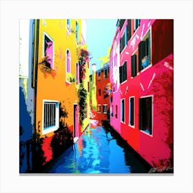 Venice On Map - Venice Waterway Canvas Print