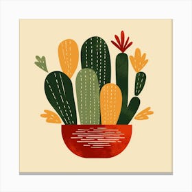 Cactus In A Pot Canvas Print