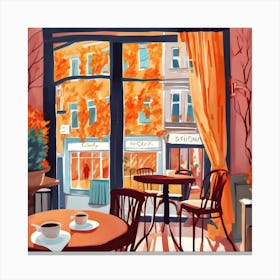 Coffee Shop On An Autumn Day Canvas Print