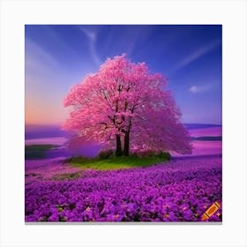 Purple Tree In A Field Canvas Print