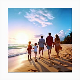 Family On The Beach 1 Canvas Print