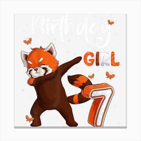 Dabbing Red Panda 7th Birthday Girl 7 Year Old Girl Birthday Canvas Print