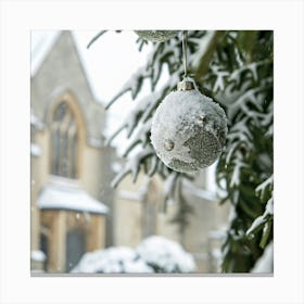 Christmas Ornaments In The Snow Canvas Print