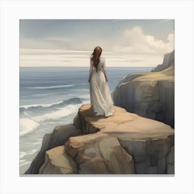 Woman On A Cliff Canvas Print