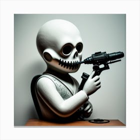 Skeleton With A Gun Canvas Print
