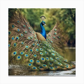 563843 A Picture Of A Beautiful River With A Peacock Spre Xl 1024 V1 0 Canvas Print