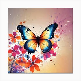 Butterfly And Flowers 19 Canvas Print