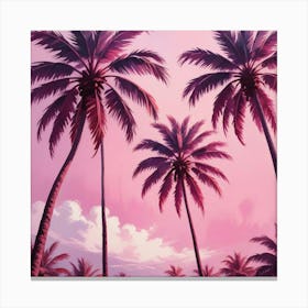 Trio Of Palms Pink Art Print 1 Canvas Print