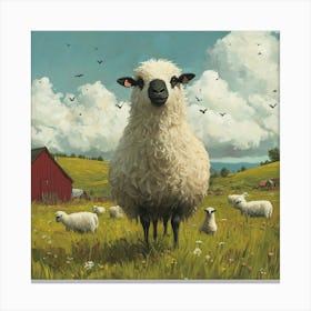 Sheep In A Field Canvas Print