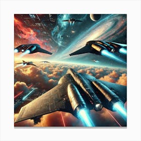 A Futuristic Sci Fi Scene Showcasing Serpentis Class Bomber Atmospheric Space Canvas Print