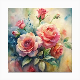 Watercolor Roses 2 Canvas Print