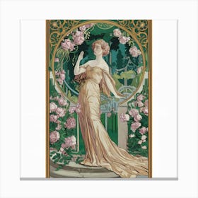 Lady With Roses Canvas Print