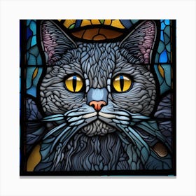 Cat, Pop Art 3D stained glass cat superhero limited edition 40/60 Canvas Print