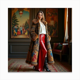 Woman In A Fur Coat 5 Canvas Print