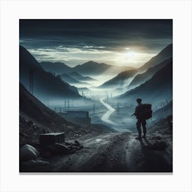 Soldier In The Mountains Canvas Print