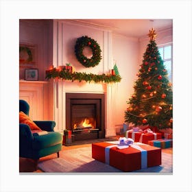 Christmas Tree In The Living Room 130 Canvas Print