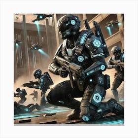 A Sci Fi Action Scene Illustrating Tactical Preci Canvas Print