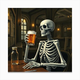 Skeleton Drinking Beer 14 Canvas Print