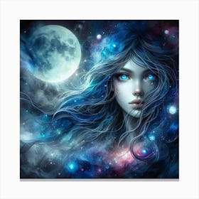Sexy Girl With Blue Eyes Canvas Print