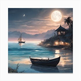 Night By The Sea Canvas Print