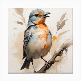 Bird On A Branch Canvas Print