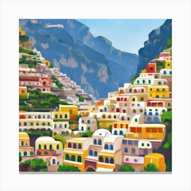 Summer In Positano Art Print 4 Canvas Print