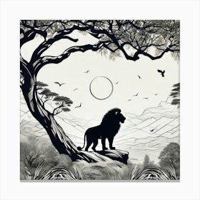 Lion In The Tree 3 Canvas Print