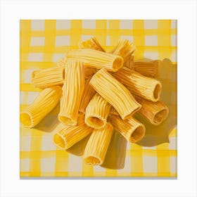 Rigatoni Pasta Yellow Checkerboard 2 Canvas Print