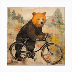 Bear On A Bike 1 Canvas Print