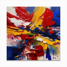 Abstract Painting bleu and red Canvas Print