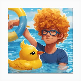 Boy And A Duck Canvas Print