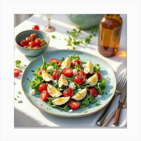 Salad With Eggs And Tomatoes Canvas Print