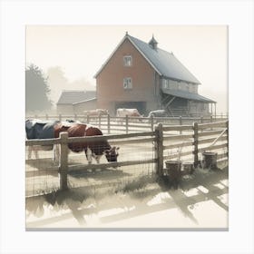 Farm In The Mist Canvas Print