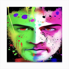 Man With Colourful Paint On His Face Canvas Print