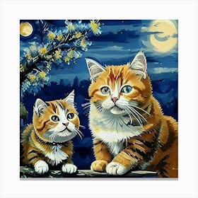 van goth Cat Painting Canvas Print