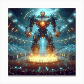 Giant Robot In A Stadium 2 Canvas Print
