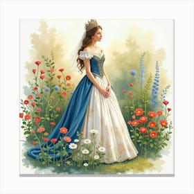 Majestic Queen In A Watercolor Splendid Garden 1 Canvas Print